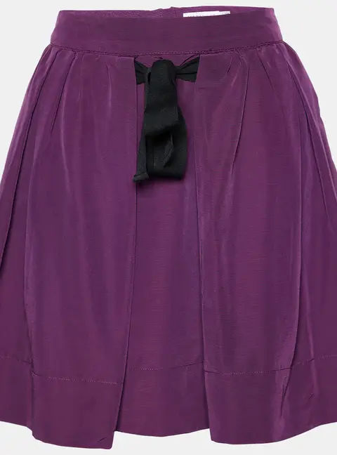 See by Chloe Purple Cotton Pleated Tie Detail Mini Skirt M