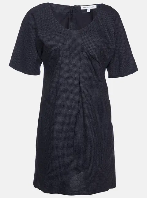 See by Chloe Grey Checked Wool & Cotton Shift Dress S