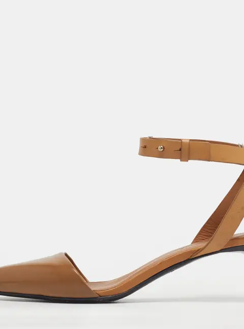 See by Chloe Size 38 Brown Leather Pointed Toe Ankle Wrap Pumps
