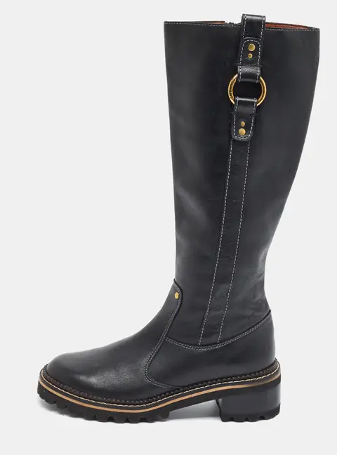 See by Chlo&eacute; Size 37.5 Black Leather Knee Length Boots