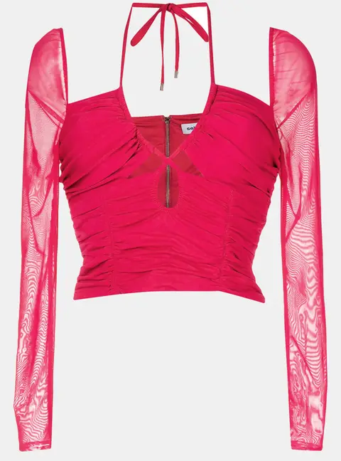 Self-Portrait Fuchsia Pink Jersey Ruched Cut-Out Top M