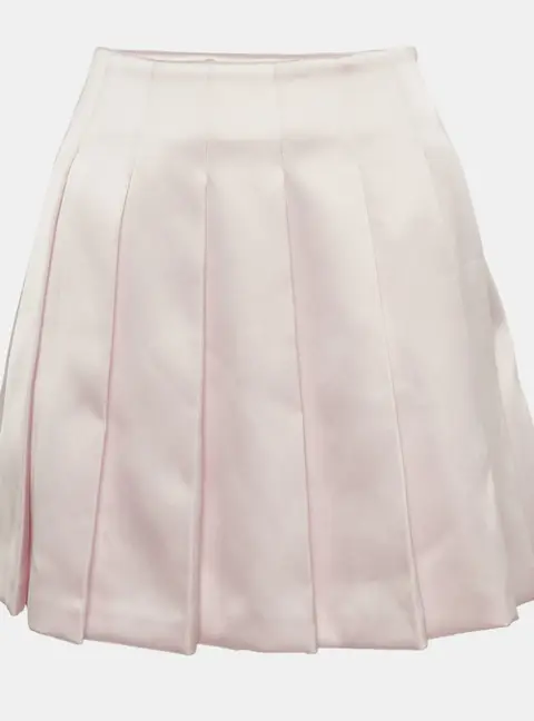 Self-Portrait Pink Satin Pleated Mini Skirt S