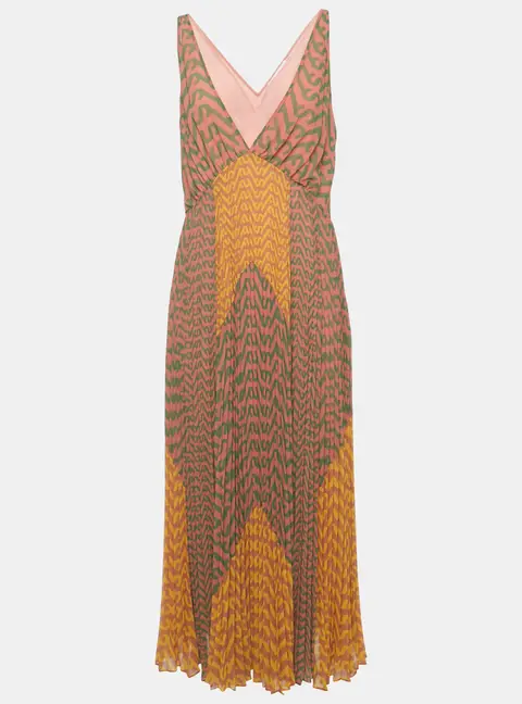 Self-Portrait Multicolor Logo Print Chiffon Sleeveless Maxi Dress M