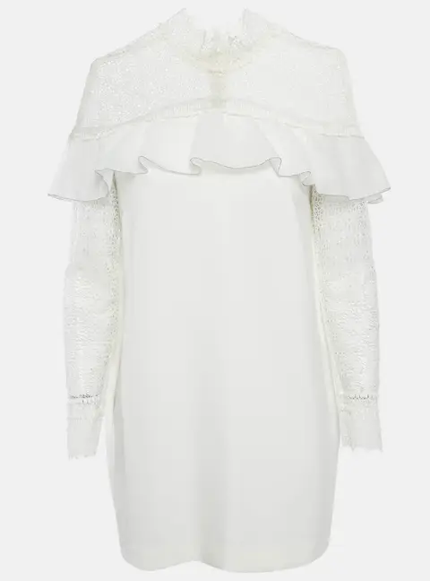 Self-Portrait Lace Trim Jersey Short DressM