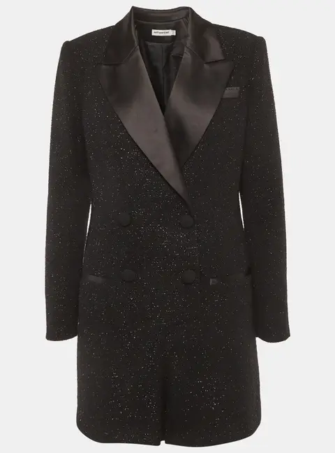 Self-Portrait Black Tweed Metallic Boucle Playsuit M