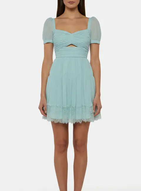 Self-Portrait Green Chiffon Cut Out Mini Dress S