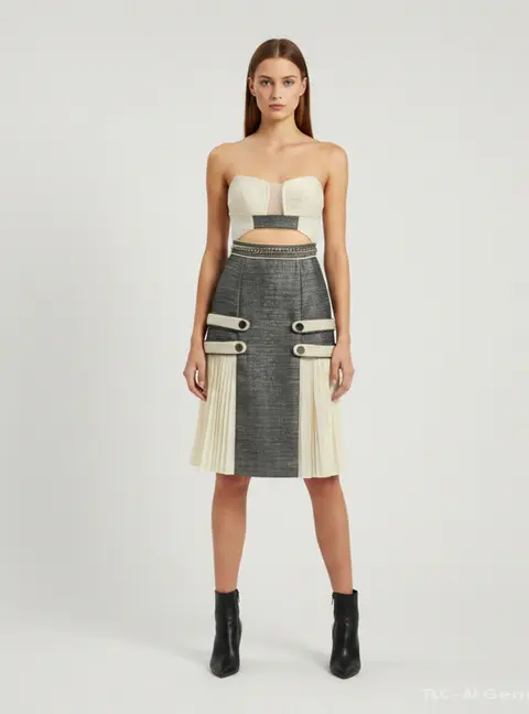 Self Portrait Metallic Boucl&eacute; Strapless Bustier Cutout Mini Dress S