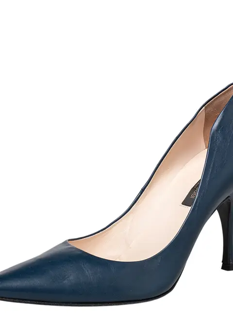 Sergio Rossi Blue Leather Pointed Toe Pumps Size 41