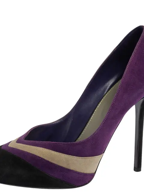Sergio Rossi Tricolor Suede V Neck Pumps Size 39.5