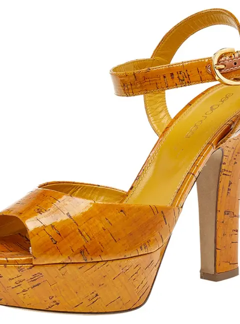 Sergio Rossi Brown Leather Platform Sandals Size 38