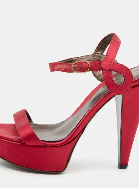 Sergio Rossi Fuchsia Satin Ankle Strap Platform Sandals Size 35.5
