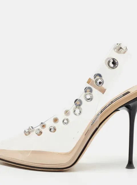 Sergio Rossi Transparent PVC Studded Slingback Pumps Size 40