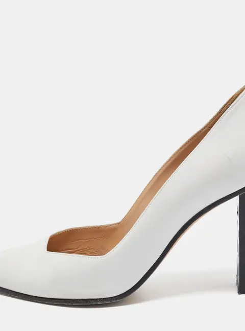 Sergio Rossi White Leather Logo Heel Pumps Size 36.5