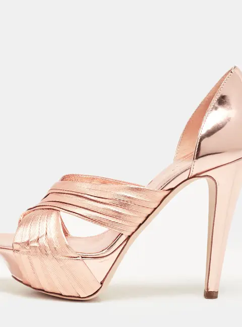 Sergio Rossi Rose Gold Leather D'orsay Pumps Size 36.5