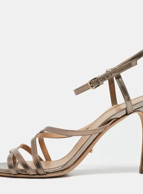 Sergio Rossi Metallic Leather Strappy Sandals Size 38.5