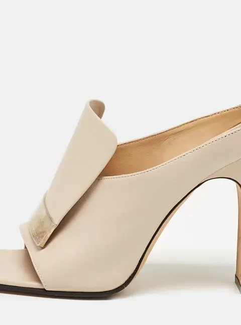 Sergio Rossi Beige Leather Mules Size 38