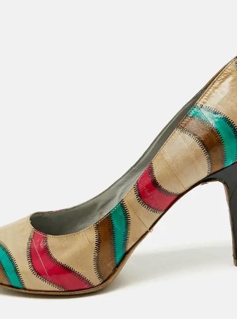 Sergio Rossi Multicolor Leather Round Toe Pumps Size 38