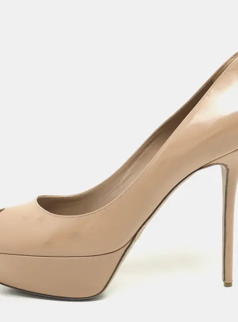 Sergio Rossi Beige Leather Peep Toe Platform Pumps Size 41
