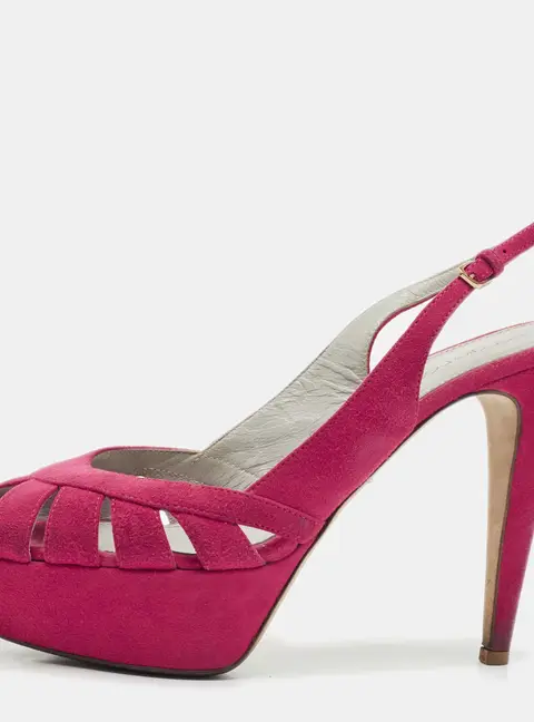 Sergio Rossi Pink Suede Platform Slingback Sandals Size 38