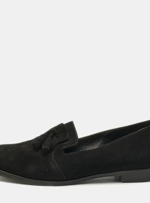 Sergio Rossi Black Suede Tassel Smoking Slippers Size 36.5