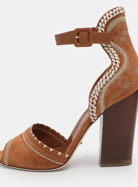 Sergio Rossi Brown Suede Ankle Strap Sandals Size 38
