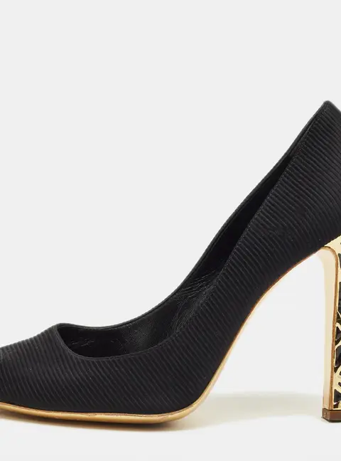 Sergio Rossi Black Fabric Peep Toe Pumps Size 41
