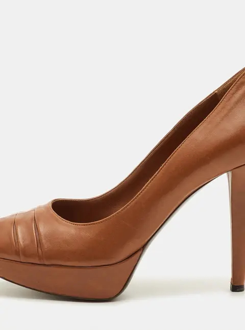 Sergio Rossi Size 38.5 Brown Leather Platform Pumps