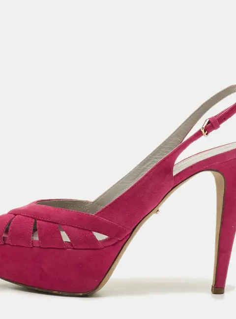 Sergio Rossi Size 38.5 Pink Suede Peep Toe Platform Sandals