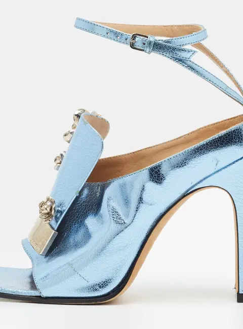 Sergio Rossi Size 35.5 Blue Leather Ankle Strap Sandals