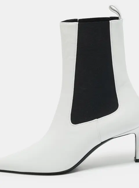 Sergio Rossi SR Liya Size 38 White Leather Chelsea Boots