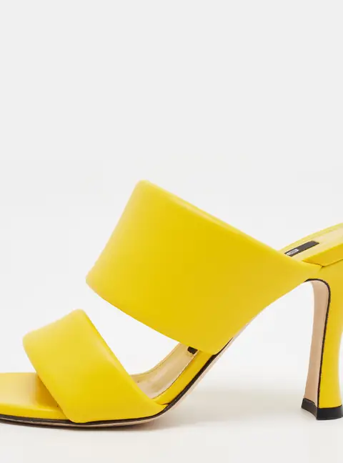 Sergio Rossi  Size 37 Yellow Leather Slide Sandals