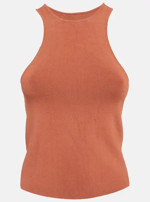 Shona Joy Brown Stretch Knit Crop Top S