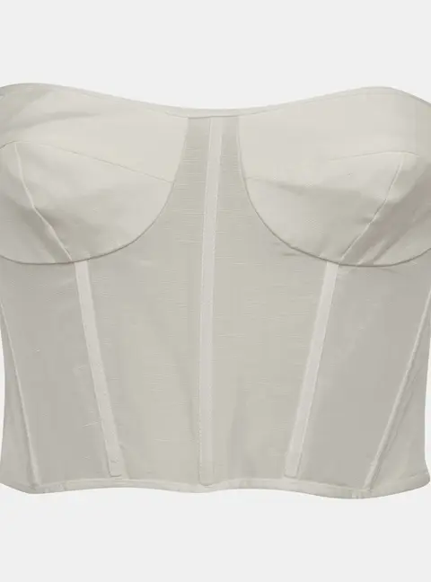 Shona Joy Off white Linen Blend Corset Top S