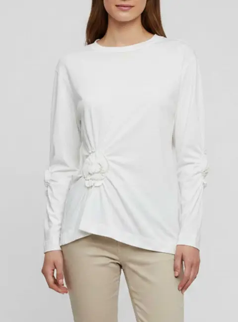 Simone Rocha White Floral Applique Jersey Long Sleeve T-Shirt XXS