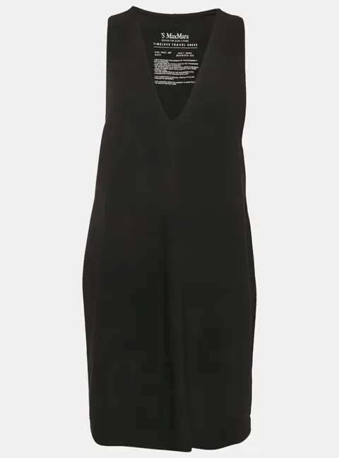 S'Max Mara Black Crepe V-Neck Sleeveless Mini Dress M