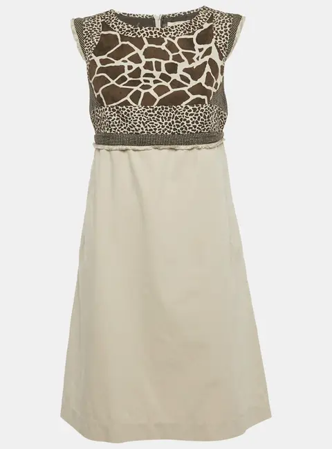 S'Max Mara Grey Printed Cotton Short Dress M