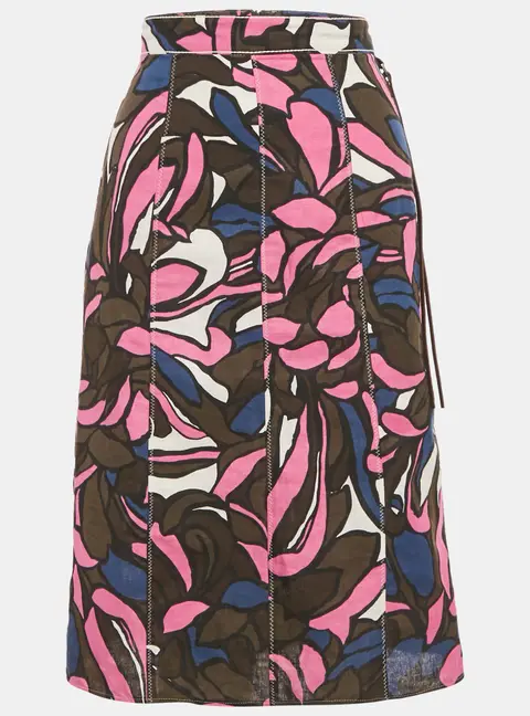 S'Max Mara Pink Printed Cotton Midi Skirt M