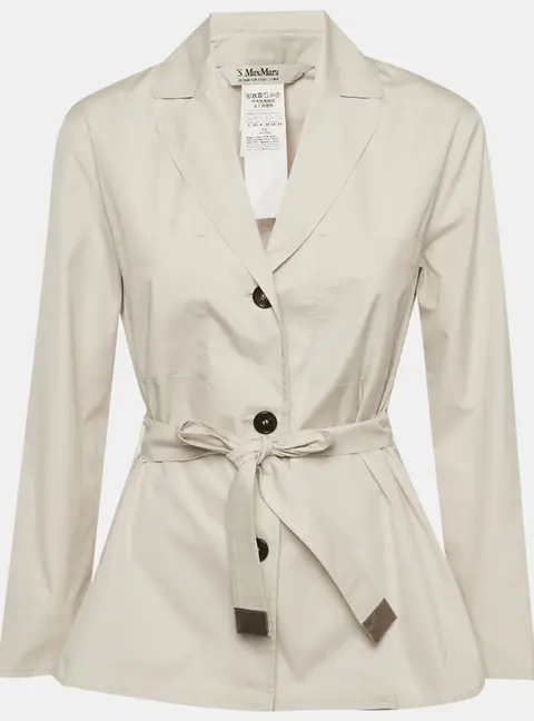 S'Max Mara Beige Cotton Belted Jacket S