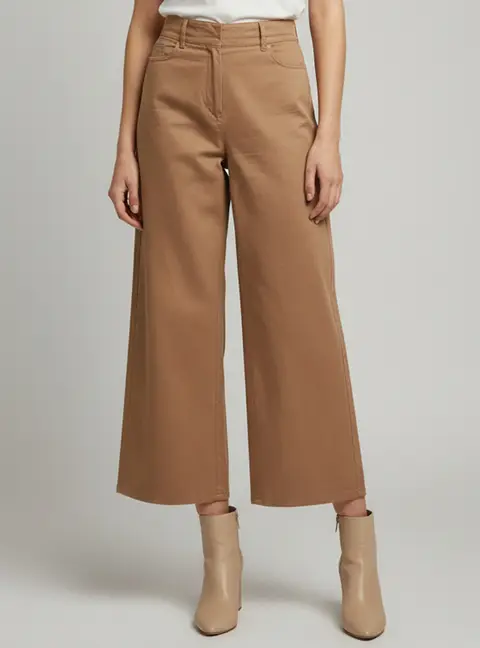 S'Max Mara Tan Gabardine Wide Leg Trousers M