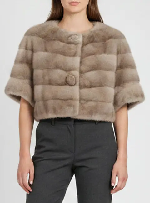 S'Max Mara Beige Mink Fur Short Coat M