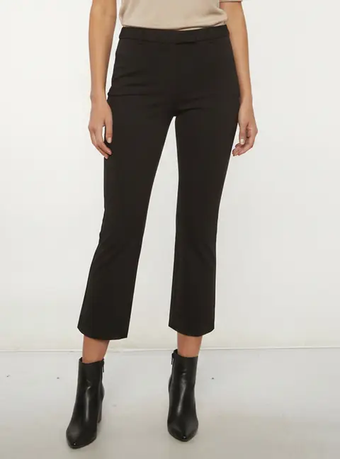 S'Max Mara Black Stretch Gabardine Boot Cut Trousers S