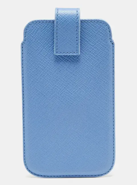 Smythson Blue Leather Phone Cover