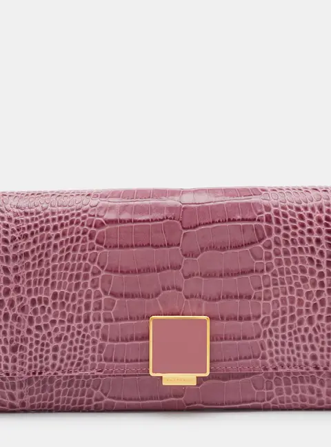 Smythson of Bond Street Pink Croc Embossed Leather Continental Travel Wallet