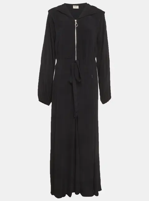 Societa Black Crepe Zipped Hooded Maxi Dress S