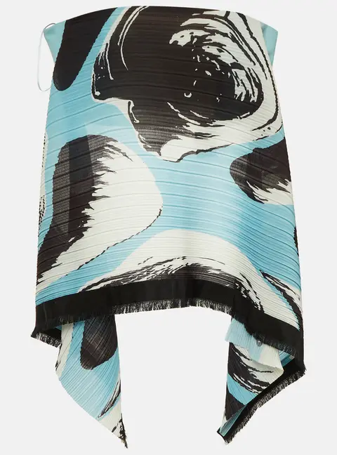 Solace London Blue/Black Abstract Print Crepe Pleated Svana Corset Top M