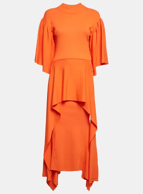 Solace London Orange Jersey Asymmetric Kalle Midi Dress S