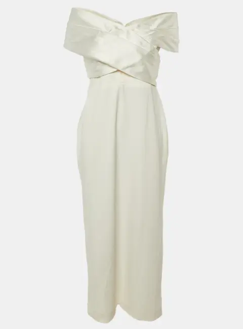 Solace London Ivory Crepe The Rhea Maxi Dress L
