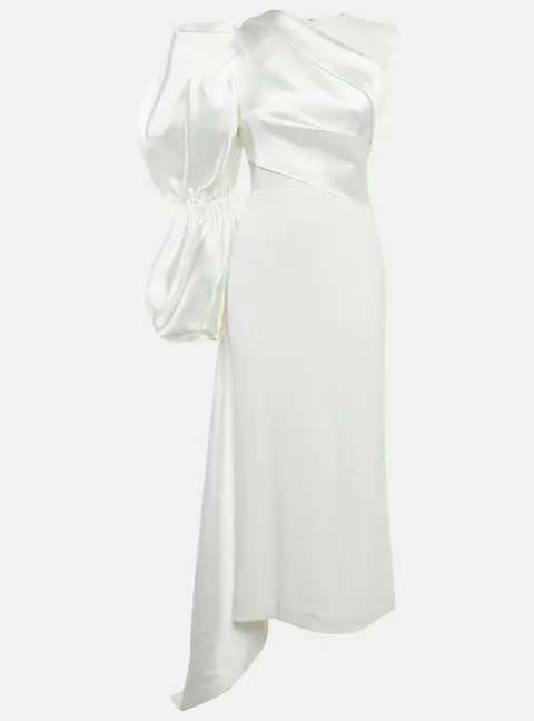 Solace London White Stretch Crepe and Satin Moore Maxi Dress M