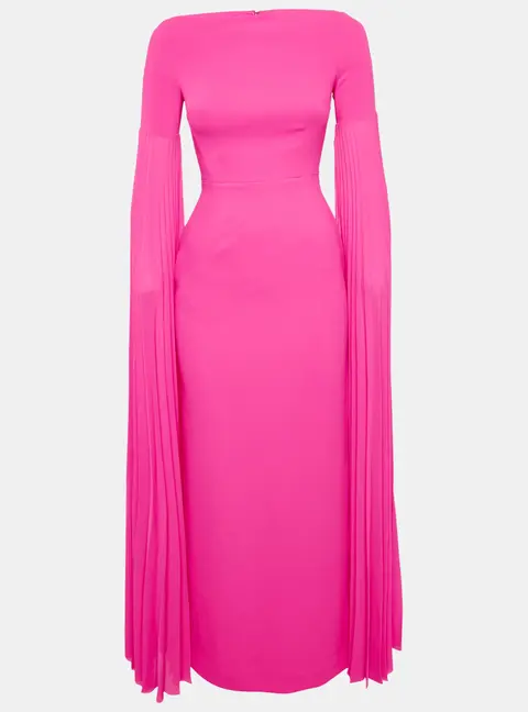 Solace London Fuchsia Pink Crepe Grace Maxi Dress XS