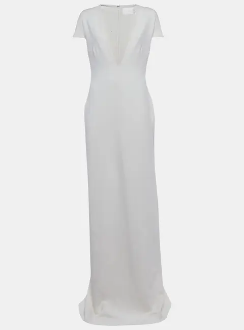 Solace London Cream Stretch Crepe Mason Maxi Dress L